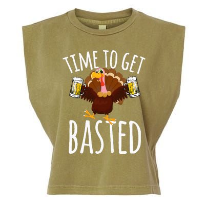 Time To Get Basted Funny Beer Thanksgiving Turkey Gift Garment-Dyed Women's Muscle Tee