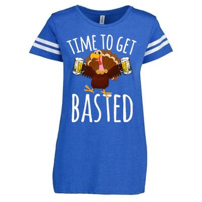 Time To Get Basted Funny Beer Thanksgiving Turkey Gift Enza Ladies Jersey Football T-Shirt