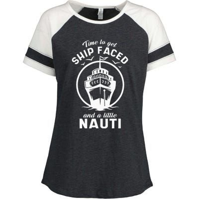 Time To Get Ship Faced And A Little Nauti Cruise Ship Enza Ladies Jersey Colorblock Tee