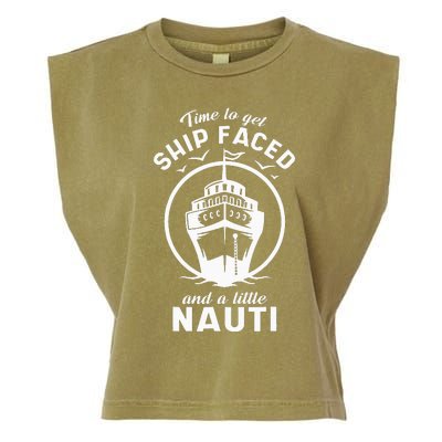 Time To Get Ship Faced And A Little Nauti Cruise Ship Garment-Dyed Women's Muscle Tee