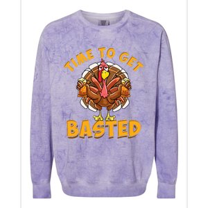 Time To Get Basted Funny Beer Thanksgiving Turkey Day Colorblast Crewneck Sweatshirt