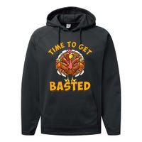 Time To Get Basted Funny Beer Thanksgiving Turkey Day Performance Fleece Hoodie