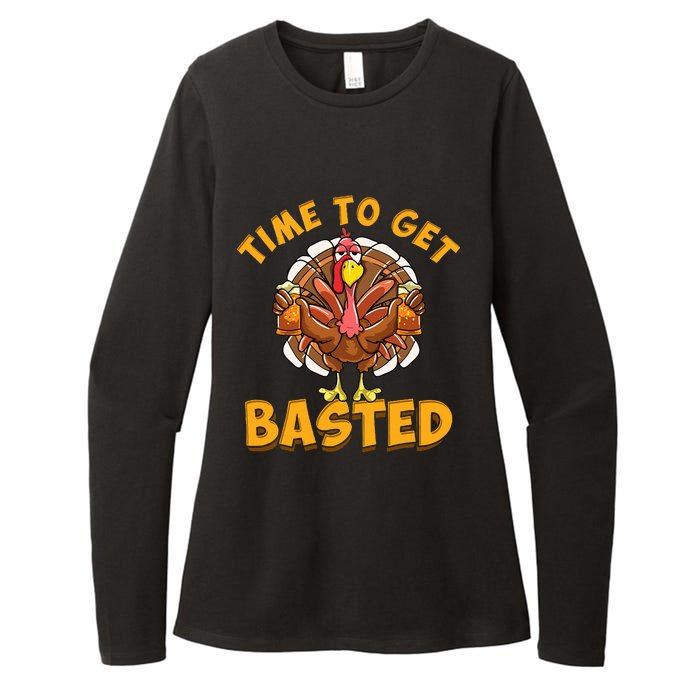 Time To Get Basted Funny Beer Thanksgiving Turkey Day Womens CVC Long Sleeve Shirt