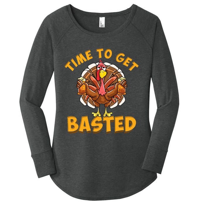 Time To Get Basted Funny Beer Thanksgiving Turkey Day Women's Perfect Tri Tunic Long Sleeve Shirt