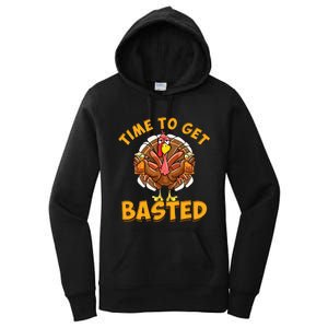 Time To Get Basted Funny Beer Thanksgiving Turkey Day Women's Pullover Hoodie