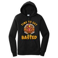 Time To Get Basted Funny Beer Thanksgiving Turkey Day Women's Pullover Hoodie