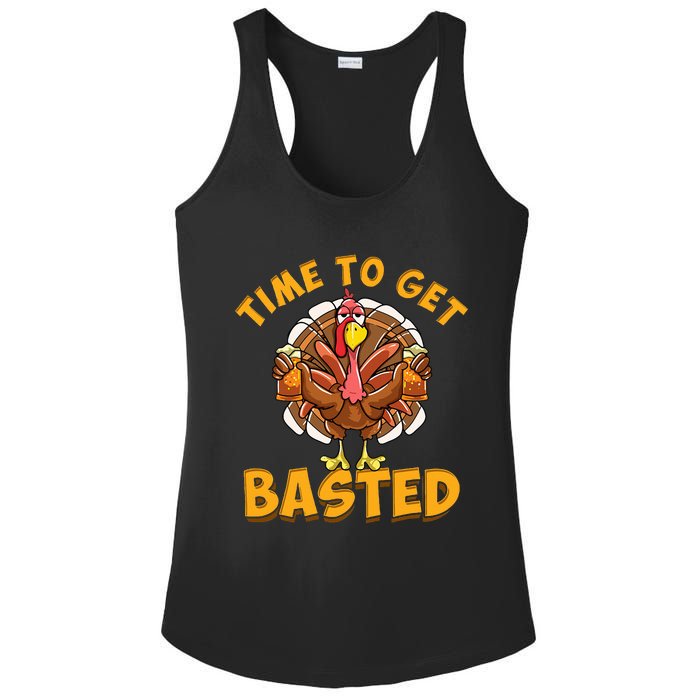 Time To Get Basted Funny Beer Thanksgiving Turkey Day Ladies PosiCharge Competitor Racerback Tank