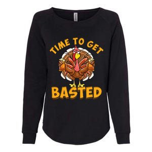 Time To Get Basted Funny Beer Thanksgiving Turkey Day Womens California Wash Sweatshirt