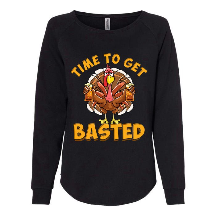 Time To Get Basted Funny Beer Thanksgiving Turkey Day Womens California Wash Sweatshirt