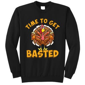 Time To Get Basted Funny Beer Thanksgiving Turkey Day Tall Sweatshirt