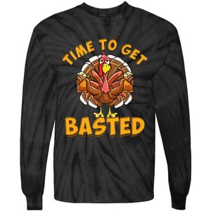 Time To Get Basted Funny Beer Thanksgiving Turkey Day Tie-Dye Long Sleeve Shirt