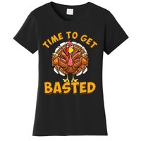 Time To Get Basted Funny Beer Thanksgiving Turkey Day Women's T-Shirt