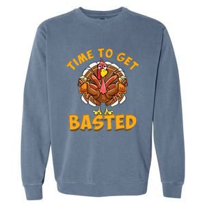 Time To Get Basted Funny Beer Thanksgiving Turkey Day Garment-Dyed Sweatshirt