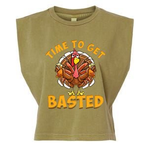 Time To Get Basted Funny Beer Thanksgiving Turkey Day Garment-Dyed Women's Muscle Tee