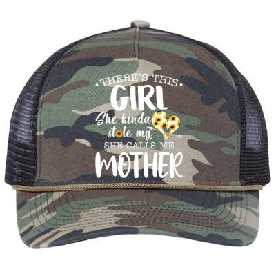 There's This Girl She Kinda Stole My She Calls Me Mother Floral Mother's Day Retro Rope Trucker Hat Cap