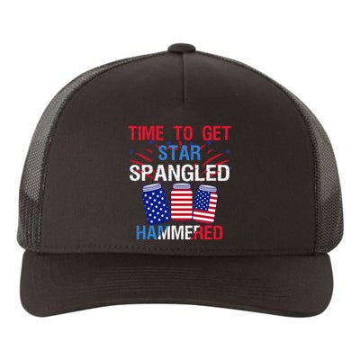 time to get star spangled hammered 4th Of July America Beer Yupoong Adult 5-Panel Trucker Hat