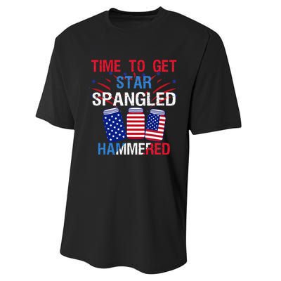 time to get star spangled hammered 4th Of July America Beer Performance Sprint T-Shirt