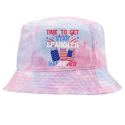 time to get star spangled hammered 4th Of July America Beer Tie-Dyed Bucket Hat