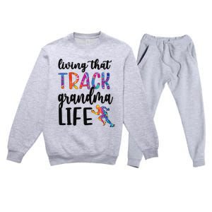 That Track Grandma Life Track And Field Grandma Premium Crewneck Sweatsuit Set