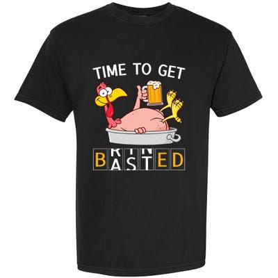 Time To Get Basted Funny Turkey Beer Thanksgiving Odometer Garment-Dyed Heavyweight T-Shirt