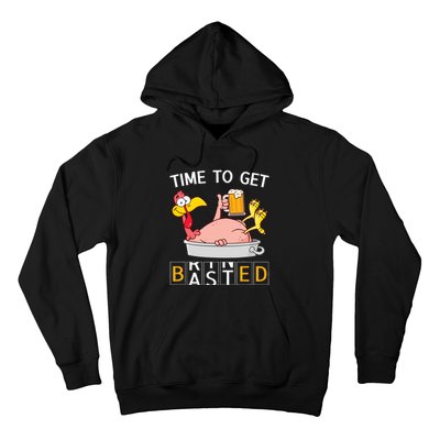 Time To Get Basted Funny Turkey Beer Thanksgiving Odometer Hoodie