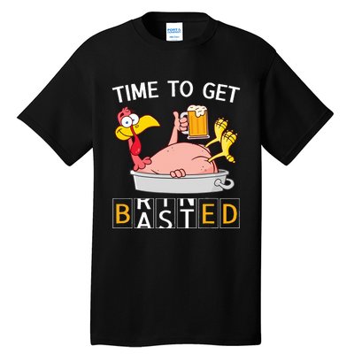 Time To Get Basted Funny Turkey Beer Thanksgiving Odometer Tall T-Shirt