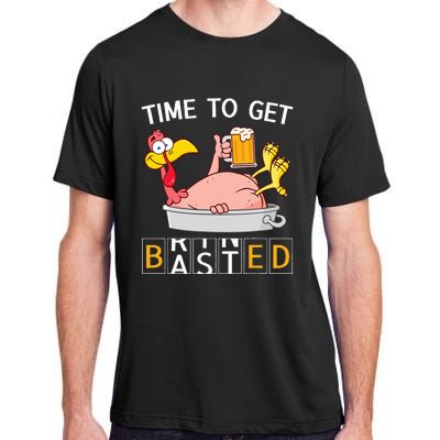 Time To Get Basted Funny Turkey Beer Thanksgiving Odometer Adult ChromaSoft Performance T-Shirt