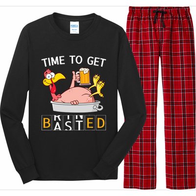 Time To Get Basted Funny Turkey Beer Thanksgiving Odometer Long Sleeve Pajama Set