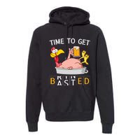 Time To Get Basted Funny Turkey Beer Thanksgiving Odometer Premium Hoodie