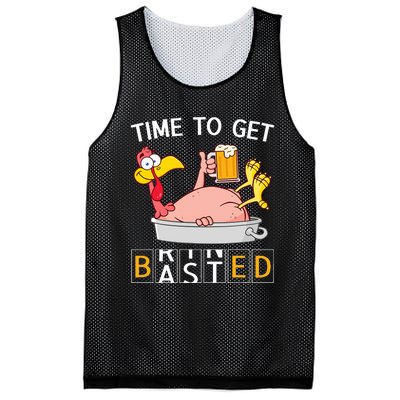 Time To Get Basted Funny Turkey Beer Thanksgiving Odometer Mesh Reversible Basketball Jersey Tank