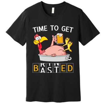 Time To Get Basted Funny Turkey Beer Thanksgiving Odometer Premium T-Shirt