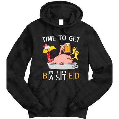 Time To Get Basted Funny Turkey Beer Thanksgiving Odometer Tie Dye Hoodie