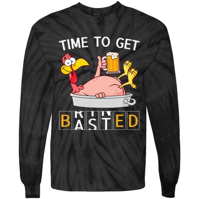 Time To Get Basted Funny Turkey Beer Thanksgiving Odometer Tie-Dye Long Sleeve Shirt