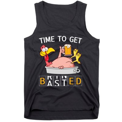 Time To Get Basted Funny Turkey Beer Thanksgiving Odometer Tank Top