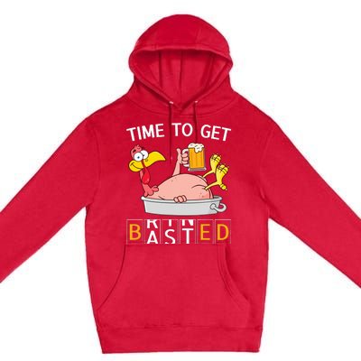 Time To Get Basted Funny Turkey Beer Thanksgiving Odometer Premium Pullover Hoodie