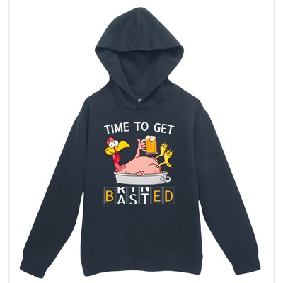 Time To Get Basted Funny Turkey Beer Thanksgiving Odometer Urban Pullover Hoodie