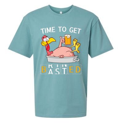 Time To Get Basted Funny Turkey Beer Thanksgiving Odometer Sueded Cloud Jersey T-Shirt