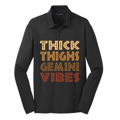 Thick Thighs Gemini Vibes Melanin Black Women Afro Pride Silk Touch Performance Long Sleeve Polo