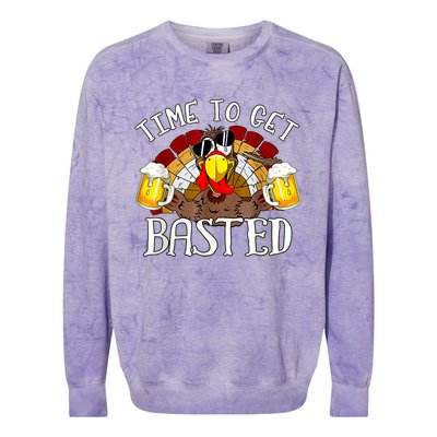 Time To Get Basted Funny Thanksgiving Turkey Day Funny Time To Get Basted Gifts Colorblast Crewneck Sweatshirt