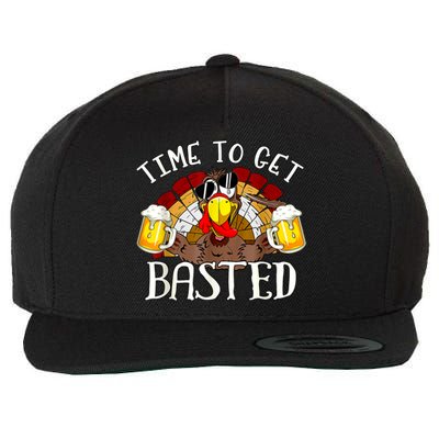 Time To Get Basted Funny Thanksgiving Turkey Day Funny Time To Get Basted Gifts Wool Snapback Cap