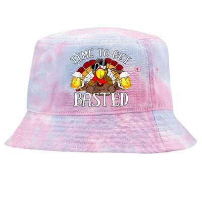 Time To Get Basted Funny Thanksgiving Turkey Day Funny Time To Get Basted Gifts Tie-Dyed Bucket Hat