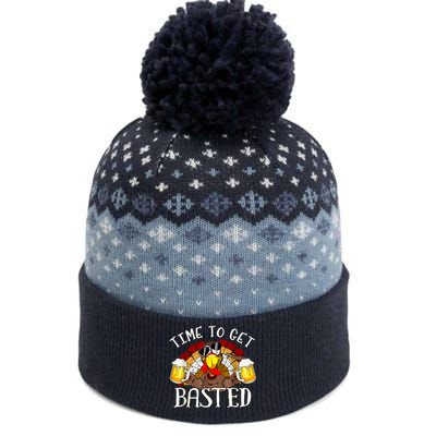 Time To Get Basted Funny Thanksgiving Turkey Day Funny Time To Get Basted Gifts The Baniff Cuffed Pom Beanie