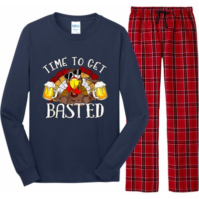 Time To Get Basted Funny Thanksgiving Turkey Day Funny Time To Get Basted Gifts Long Sleeve Pajama Set