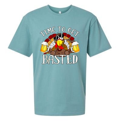 Time To Get Basted Funny Thanksgiving Turkey Day Funny Time To Get Basted Gifts Sueded Cloud Jersey T-Shirt