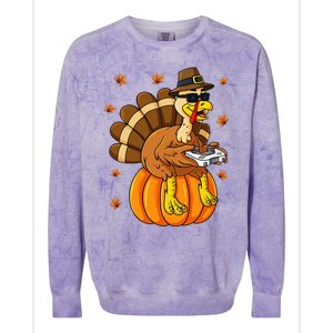 Thanksgiving Turkey Gamer Pumpkin Gaming Colorblast Crewneck Sweatshirt