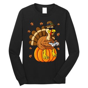 Thanksgiving Turkey Gamer Pumpkin Gaming Long Sleeve Shirt