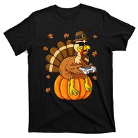 Thanksgiving Turkey Gamer Pumpkin Gaming T-Shirt