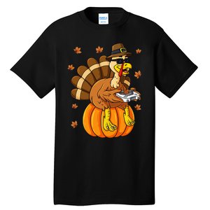 Thanksgiving Turkey Gamer Pumpkin Gaming Tall T-Shirt