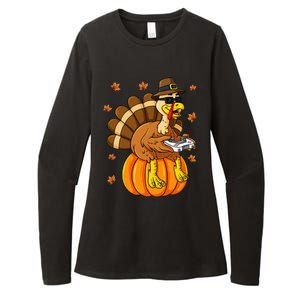 Thanksgiving Turkey Gamer Pumpkin Gaming Womens CVC Long Sleeve Shirt