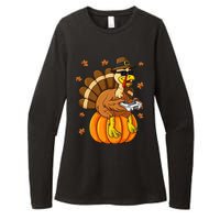 Thanksgiving Turkey Gamer Pumpkin Gaming Womens CVC Long Sleeve Shirt